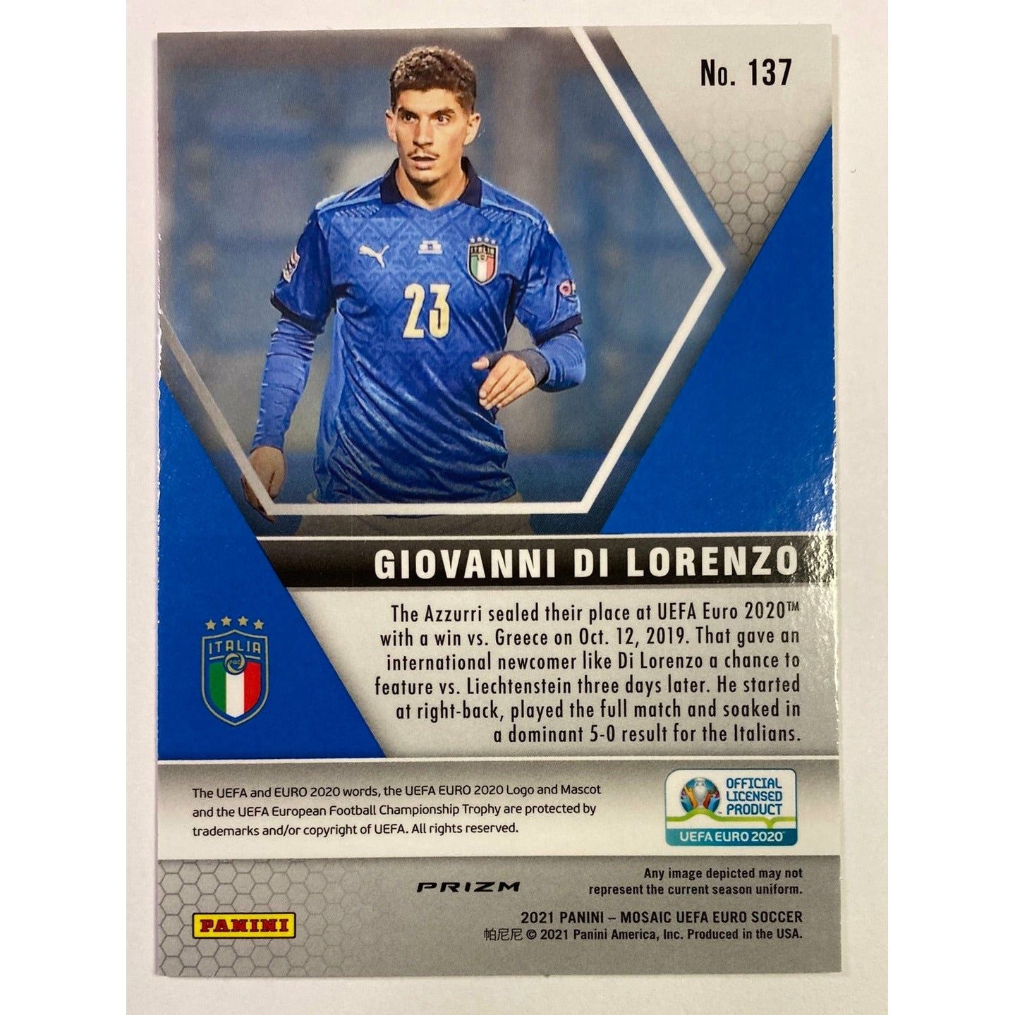 2021 Mosaic UEFA Giovanni Di Lorenzo Pink Mosaic Prizm RC