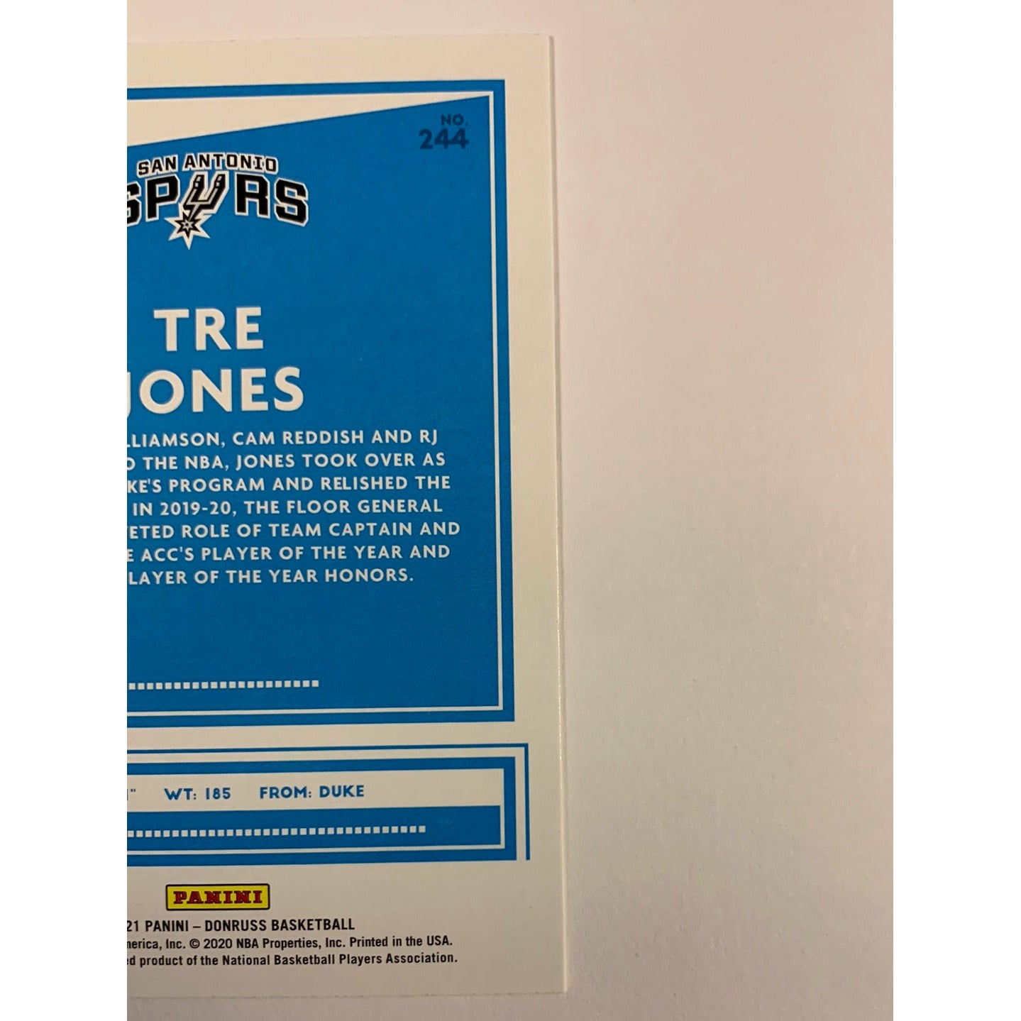 2020-21 Donruss Tre Jones Rated Rookie
