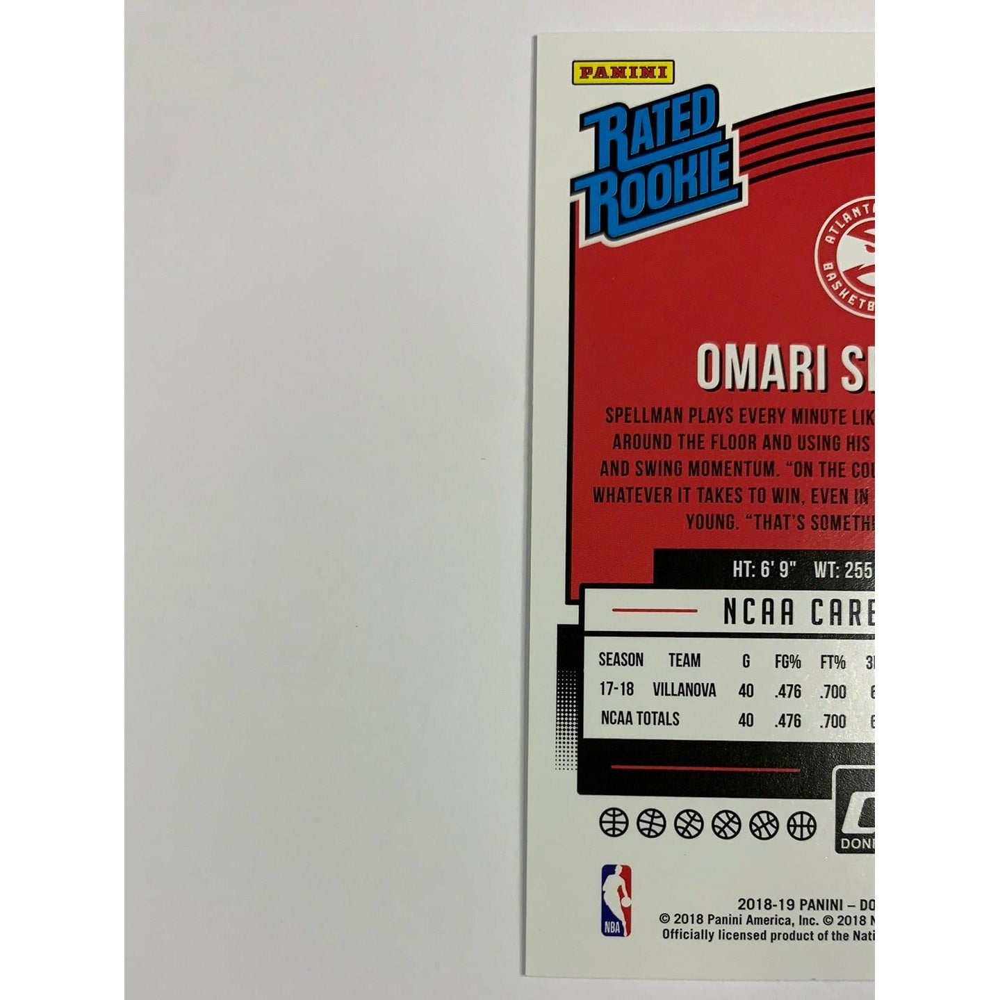 2018-19 Donruss Omari Spellman Rated Rookie