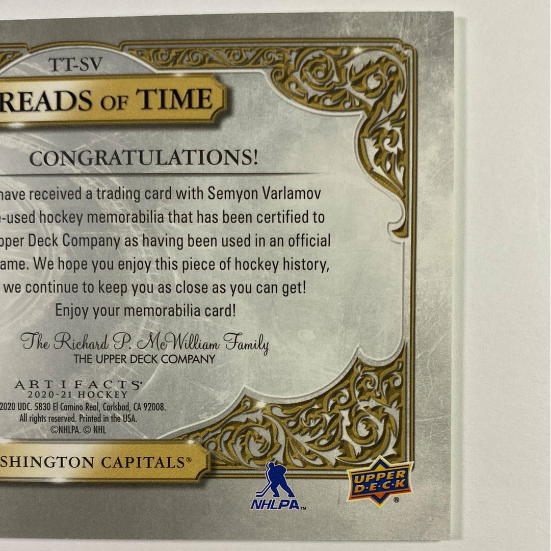 2020-21 Artifacts Semyon Varlamov Threads of Time