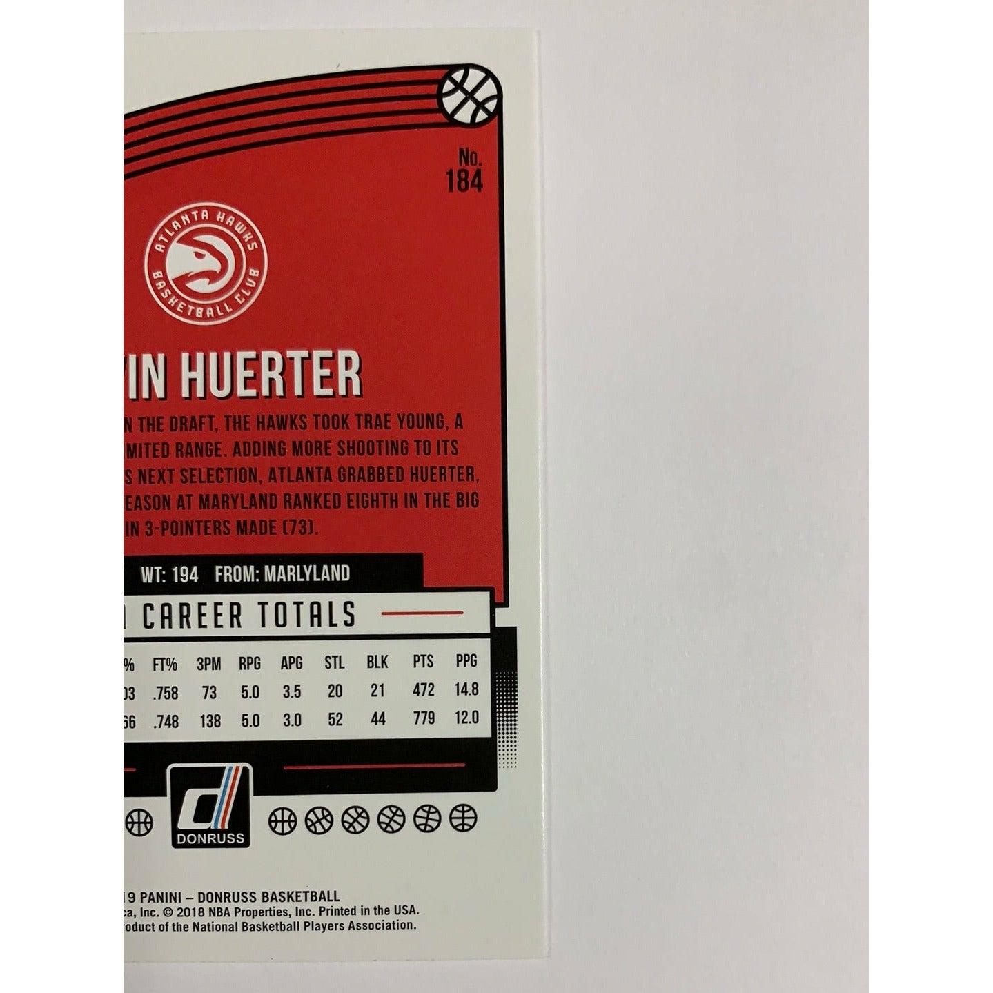 2018-19 Donruss Kevin Huerter Rated Rookie