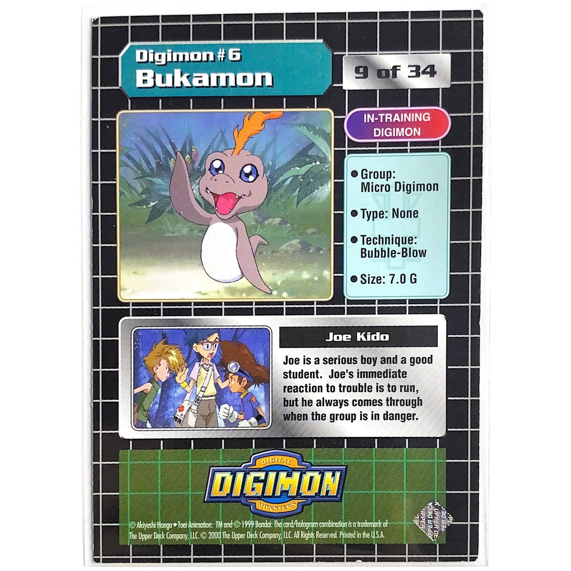  1999 Digimon Joe & Bukamon Holo Prizm 9 of 34  Local Legends Cards & Collectibles