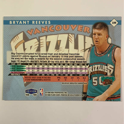 1998-99 Fleer Tradition Bryant “Big Country” Reeves