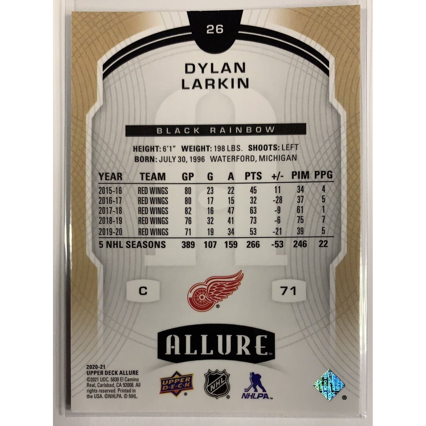  2020-21 Allure Dylan Larkin Black Rainbow  Local Legends Cards & Collectibles
