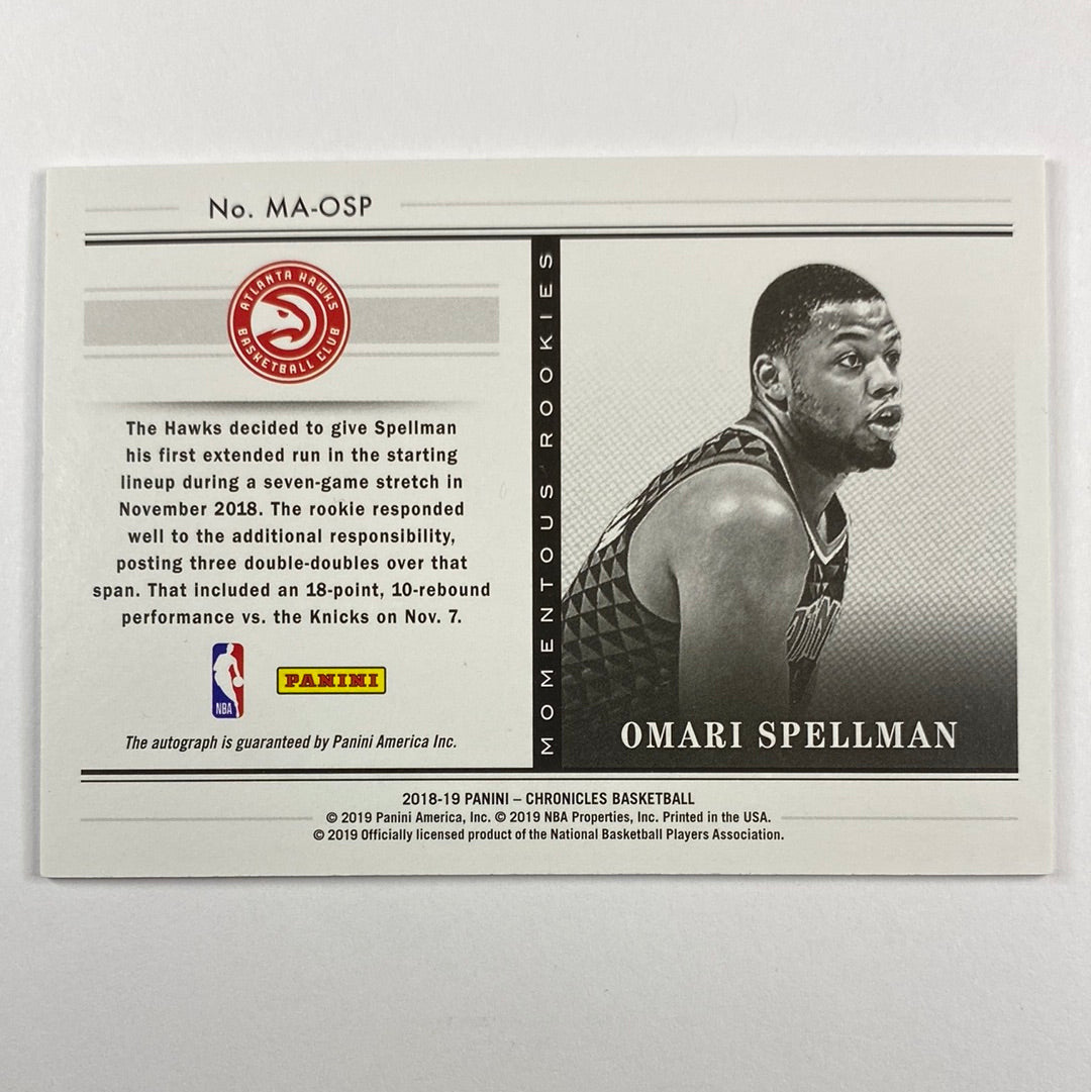 2018-19 Chronicles Omari Spellman Momentous Rookies Auto