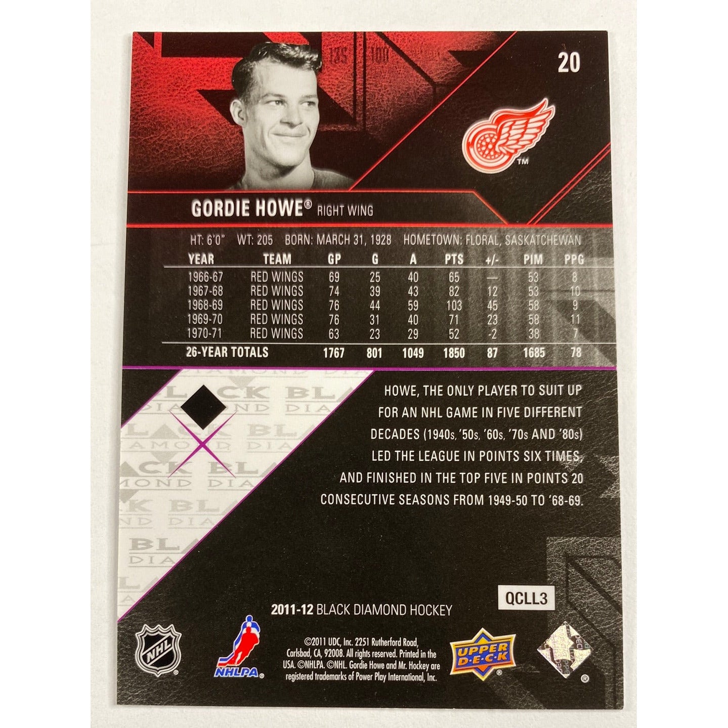 2011-12 Black Diamond Gordie Howe Legends