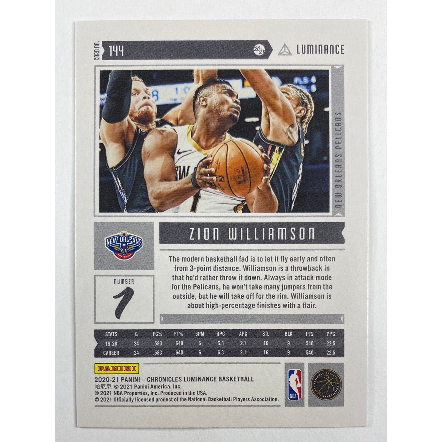 2020-21 Chronicles Luminance Zion Williamson | Local Legends Cards & Collectibles