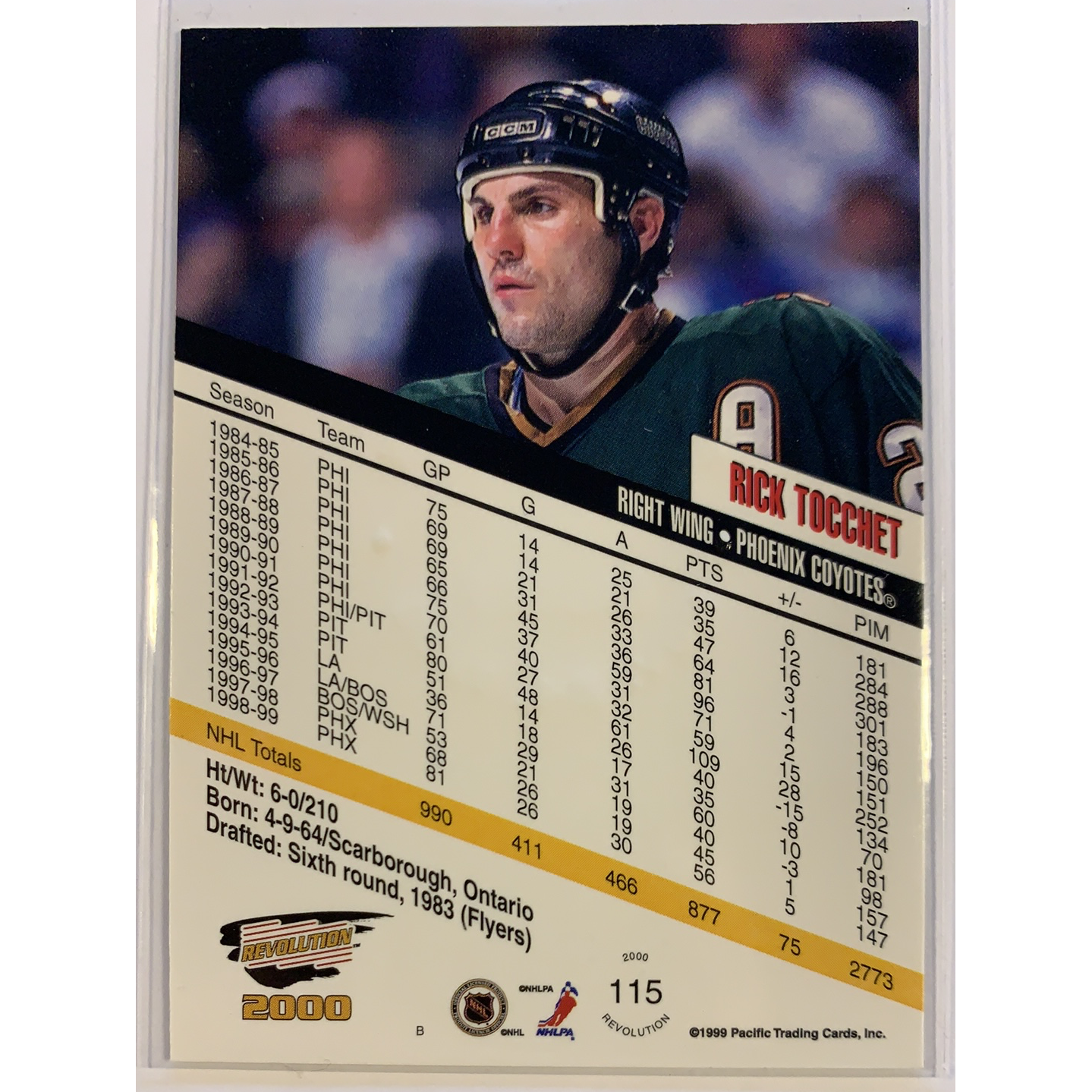  1999-00 Pacific Revolution Rick Tocchet Premier Dates /42  Local Legends Cards & Collectibles