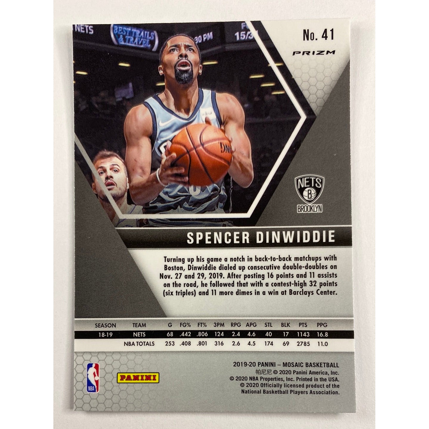 2019-20 Mosaic Spencer Dinwiddie Silver Holo Prizm