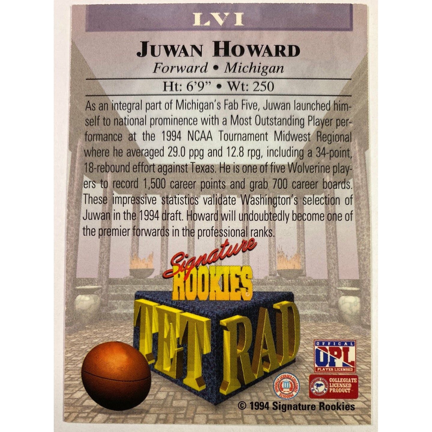 1994 Signature Rookies Juwan Howard TFT RAD 1/45000