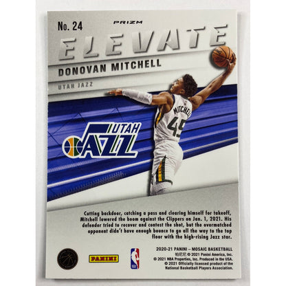 2020-21 Mosaic Donovan Mitchell Elevate Green Mosaic Prizm