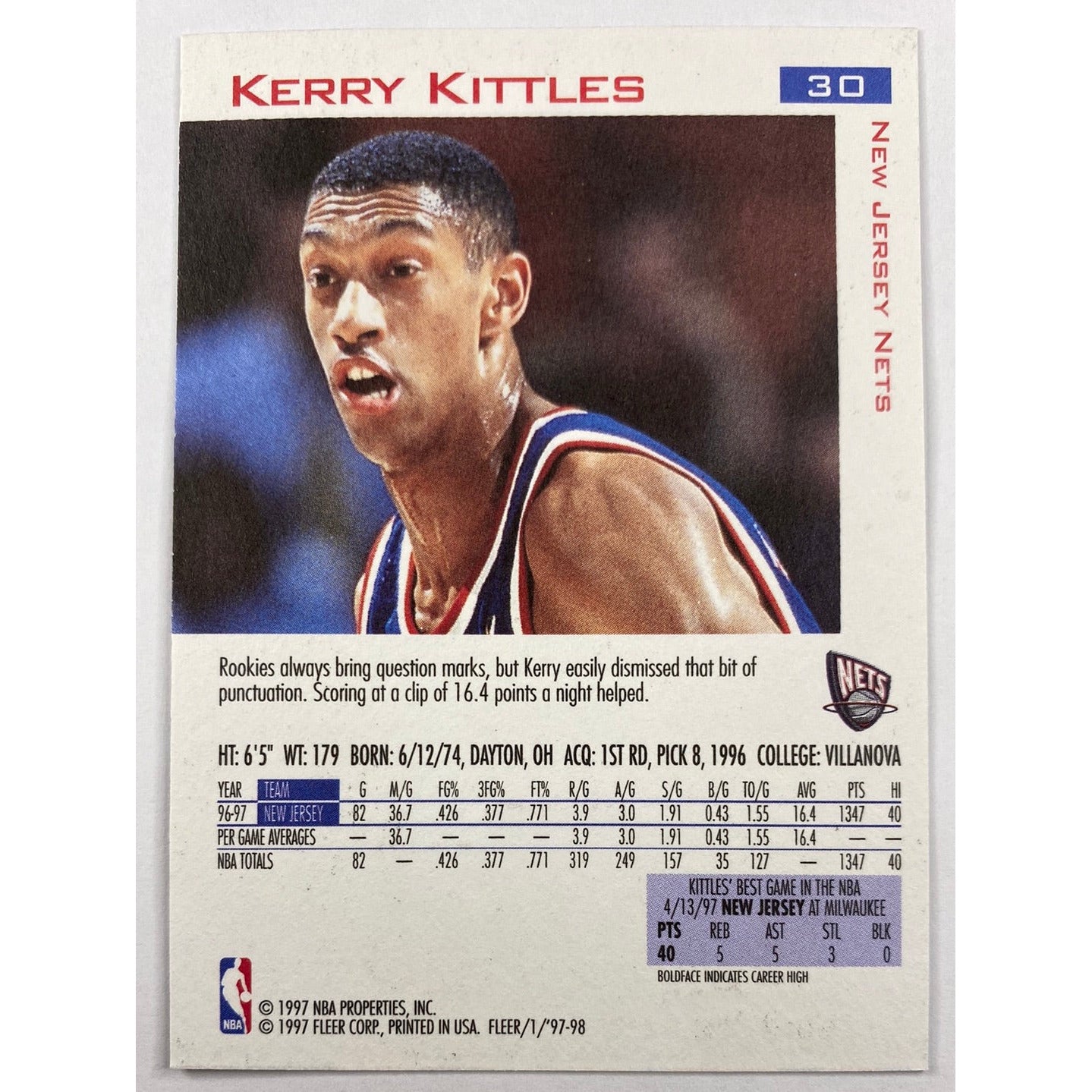 1997-98 Fleer Kerry Kittles 1997 All Rookie