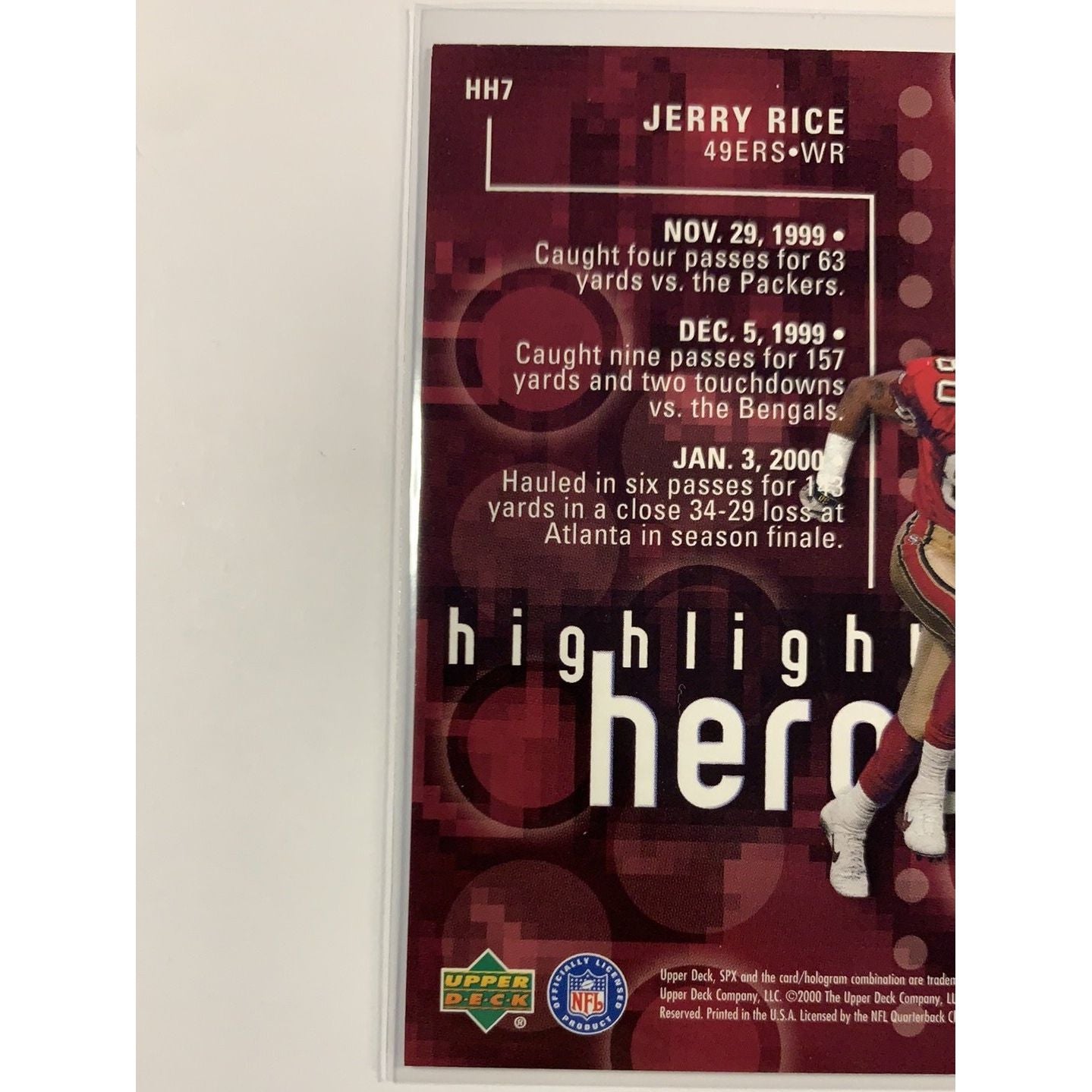  2000 SPx Jerry Rice Highlight Heroes  Local Legends Cards & Collectibles