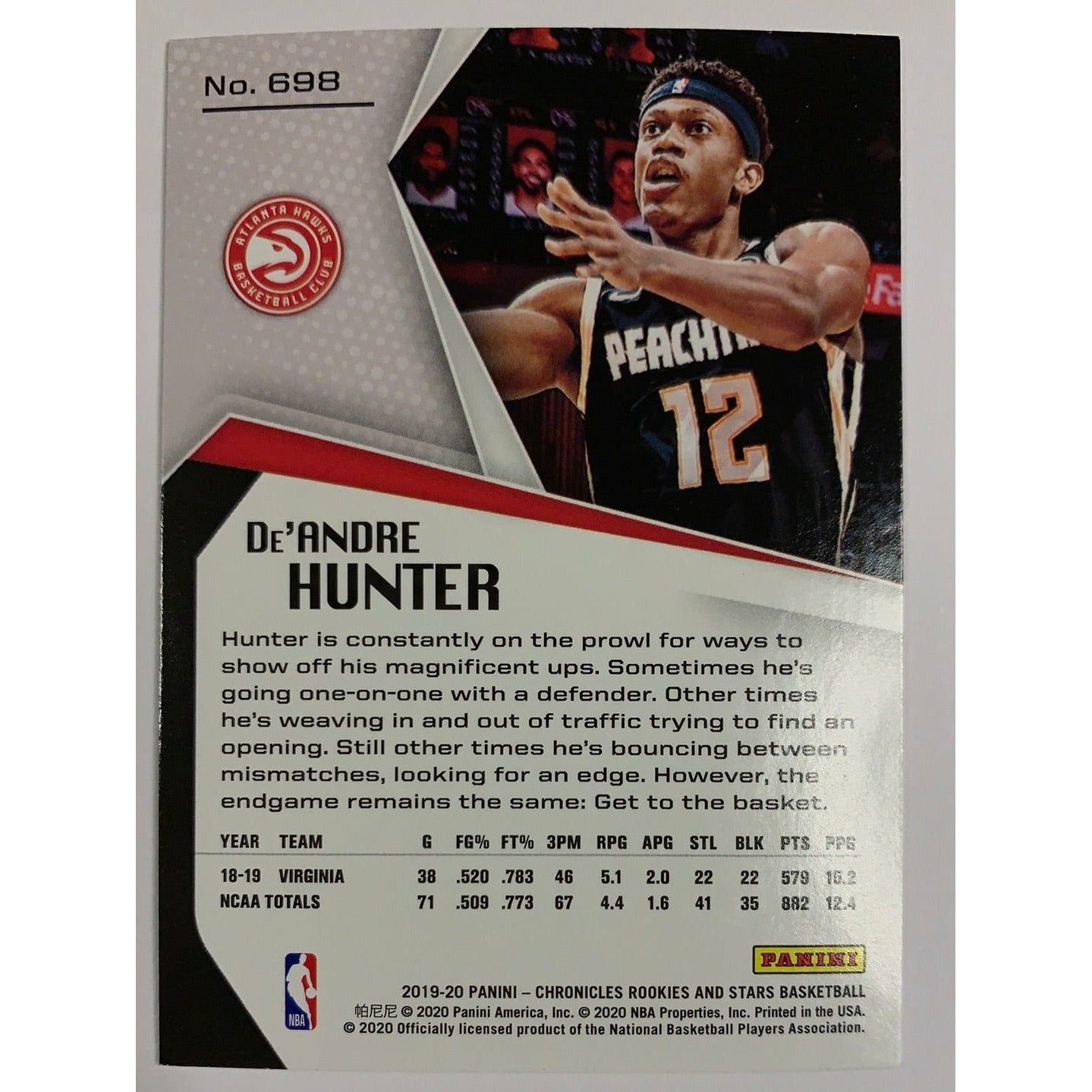2019-20 Chronicles Rookies And Stars De’Andre Hunter Rookie Card
