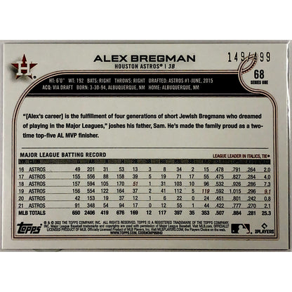 2022 Topps Series 1 Alex Bregman Green Foil /499