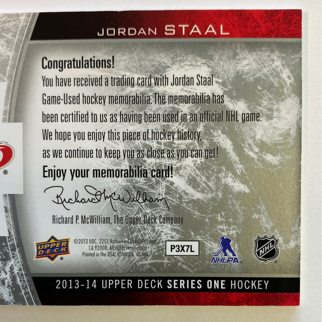 2012-13 Upper Deck Series 1 Jordan Staal UD Game Jersey