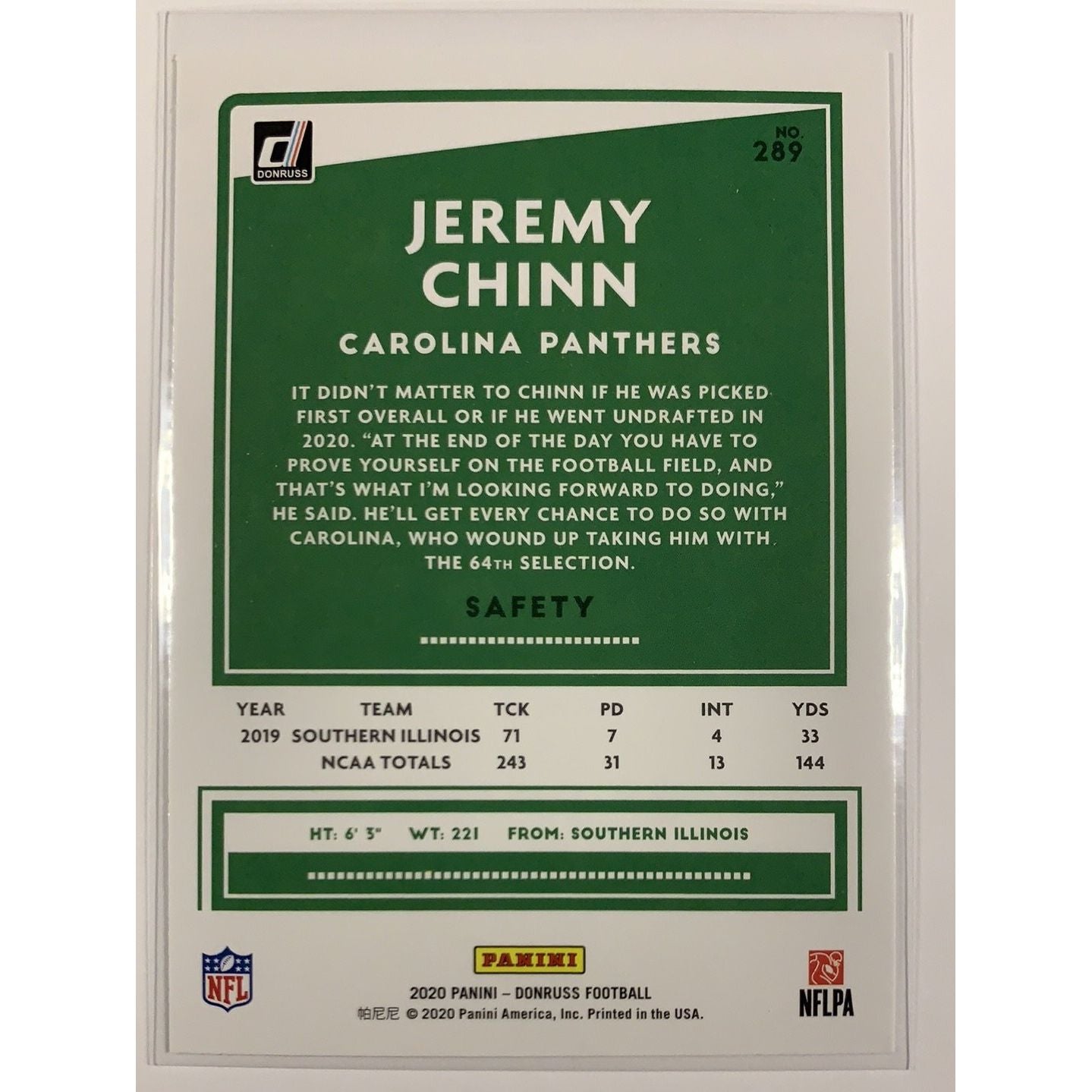  2020 Donruss Jeremy Chinn RC  Local Legends Cards & Collectibles