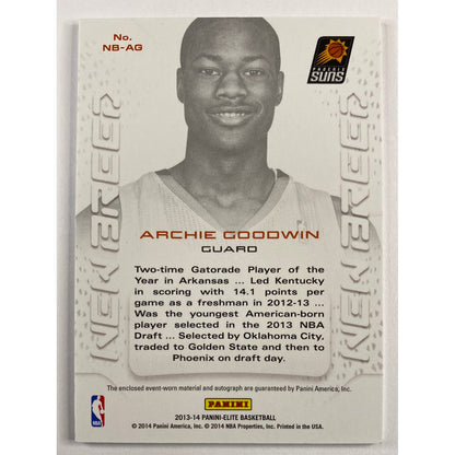 2013-14 Panini Elite Archie Goodwin New Breed Rookie Auto Patch /599