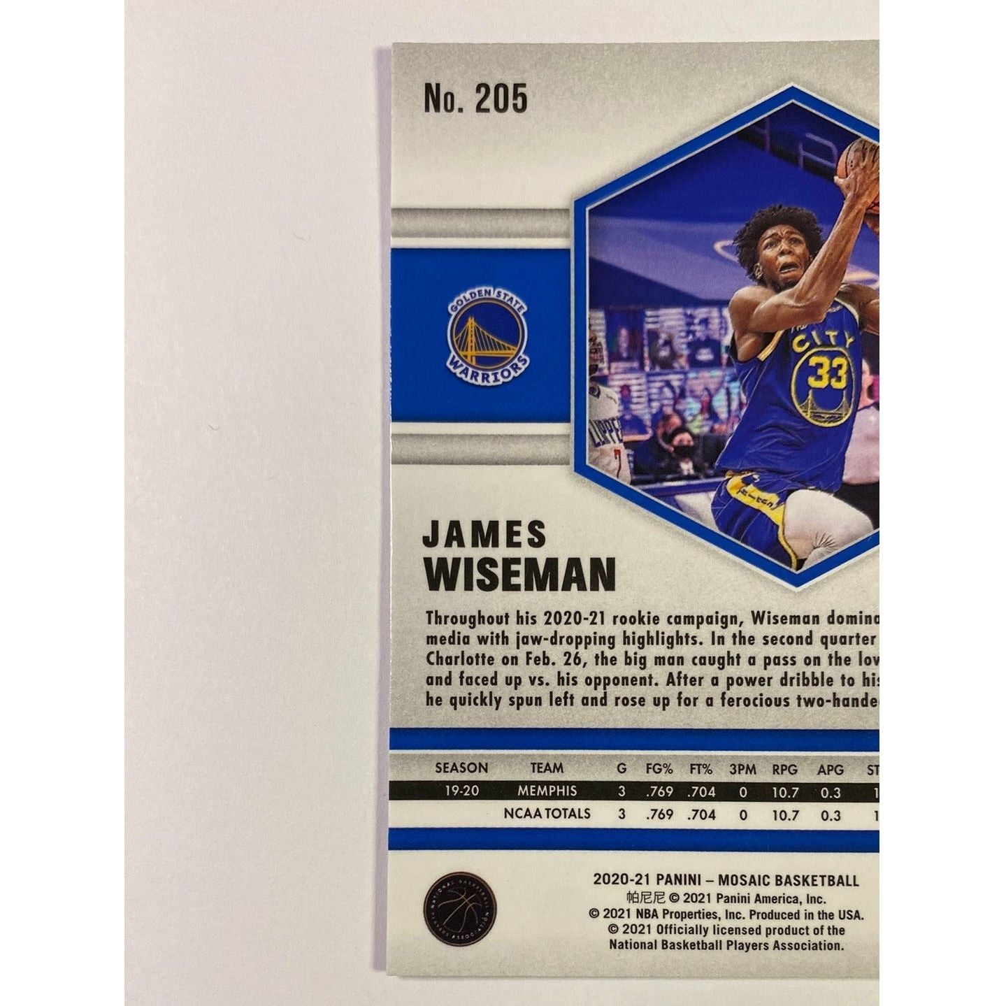 2020-21 Mosaic James Wiseman RC
