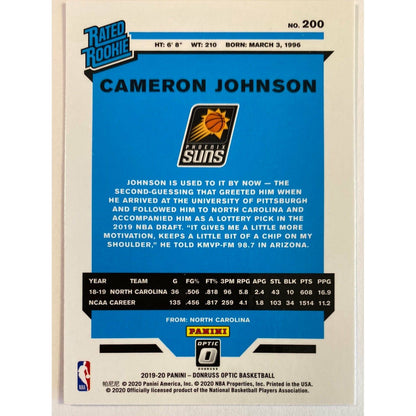 2019-20 Donruss Optic Cameron Johnson Rated Rookie