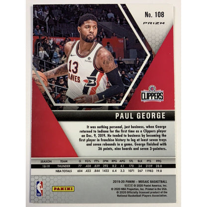 2019-20 Mosaic Paul George Silver Mosaic Prizm | Local Legends Cards & Collectibles