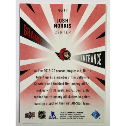  2020-21 Allure Josh Norris Grand Entrance Red Parallel  Local Legends Cards & Collectibles