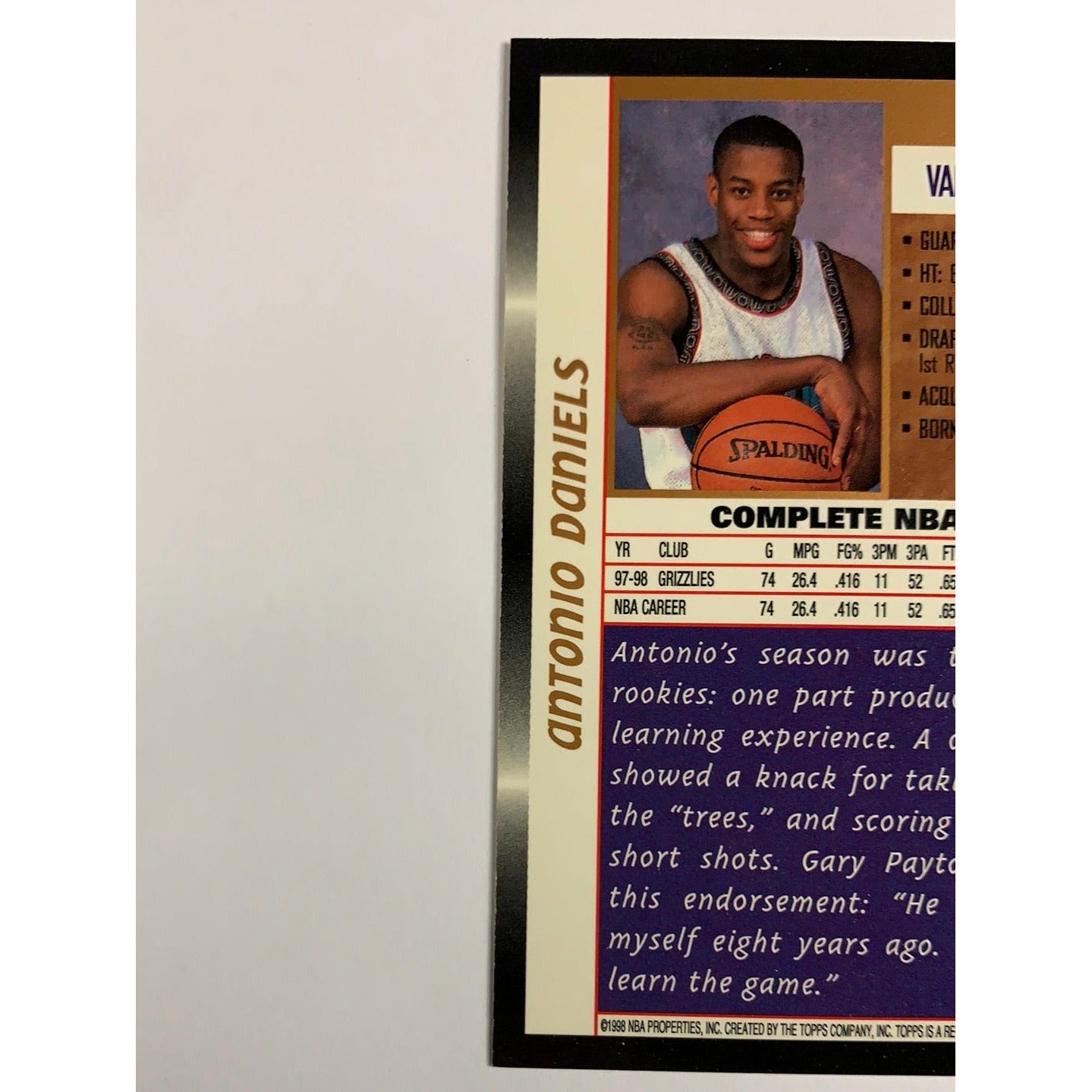 1998 Topps Antonio Daniels Base #33-Local Legends Cards & Collectibles