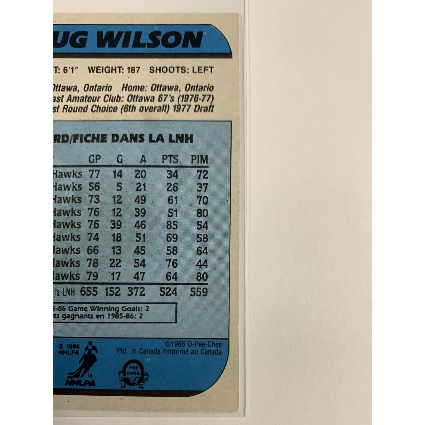  1986-87 O-Pee-Chee Doug Wilson Base #106  Local Legends Cards & Collectibles