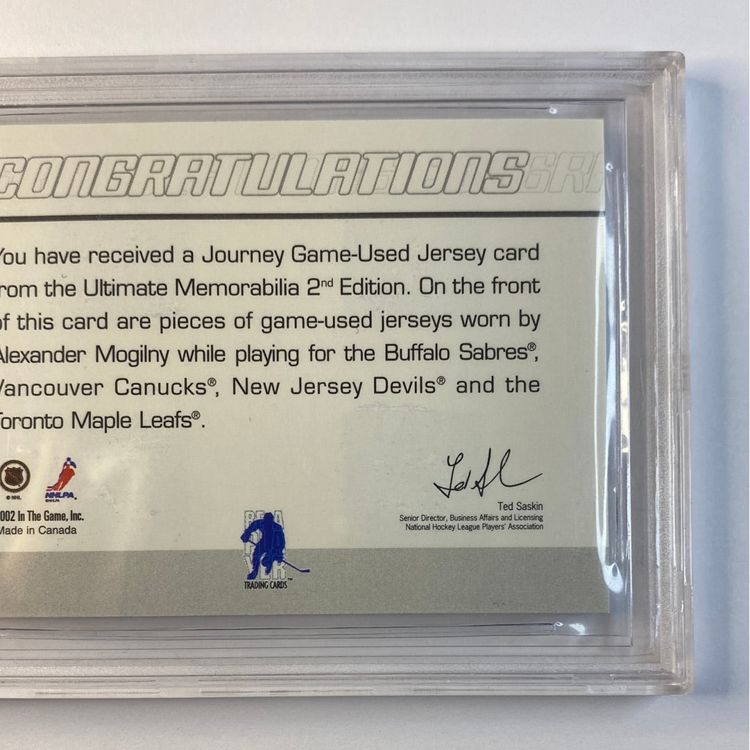 2001-02 Be A Player Ultimate Memorabilia 2nd Edition Alexander Mogilny Game Used Journey Jersey /50 Beckett Graded 9.5