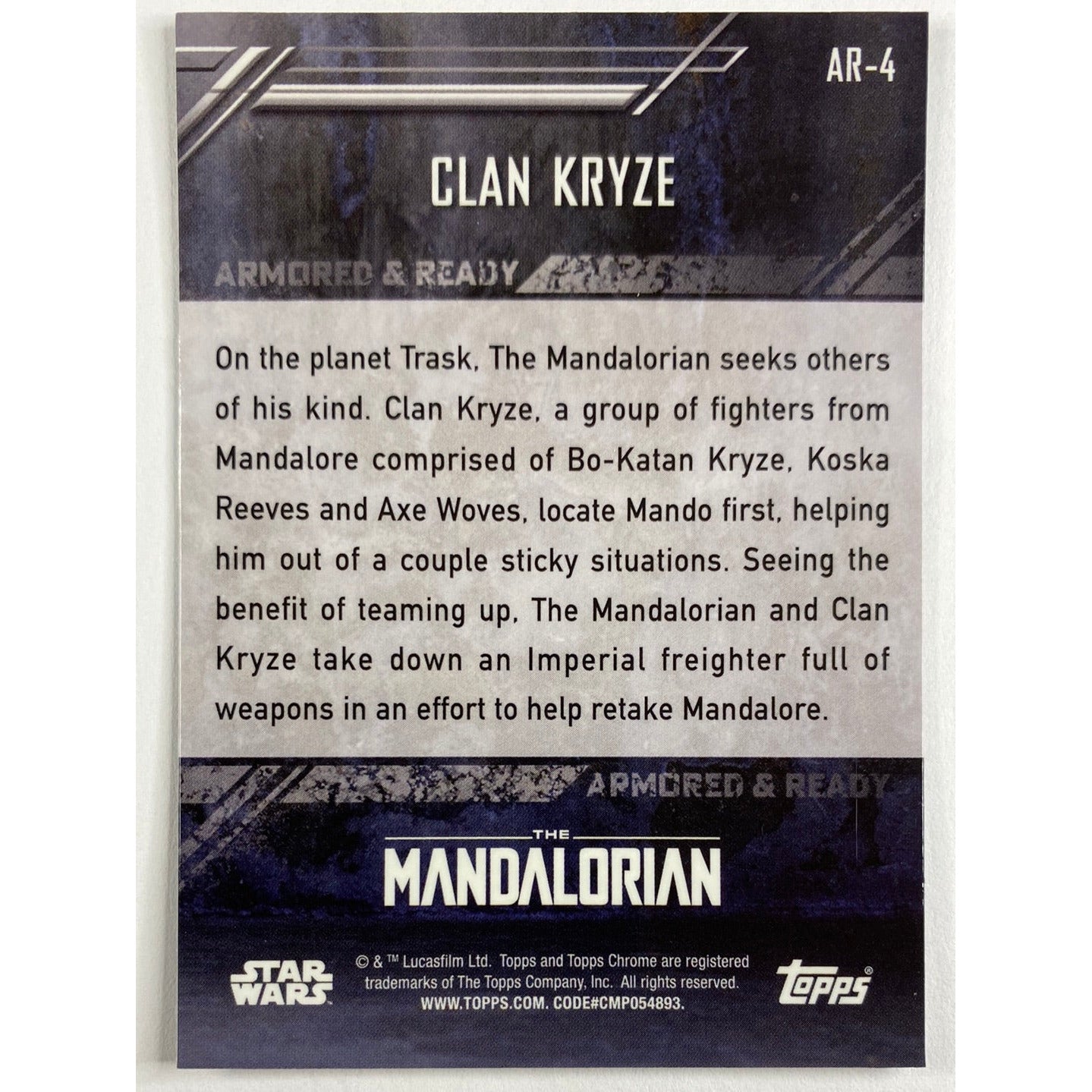 Topps Chrome The Mandalorian Armored And Ready Clan Kryze Refractor