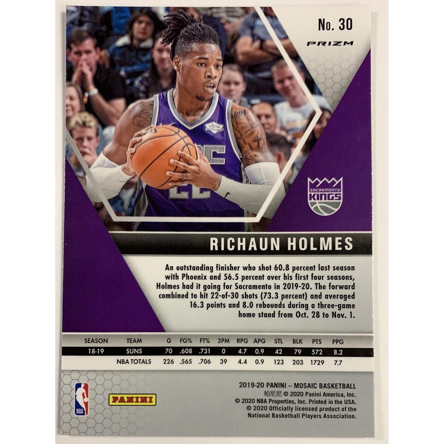  2019-20 Mosaic Richaun Holmes Blue Reactive Prizm  Local Legends Cards & Collectibles