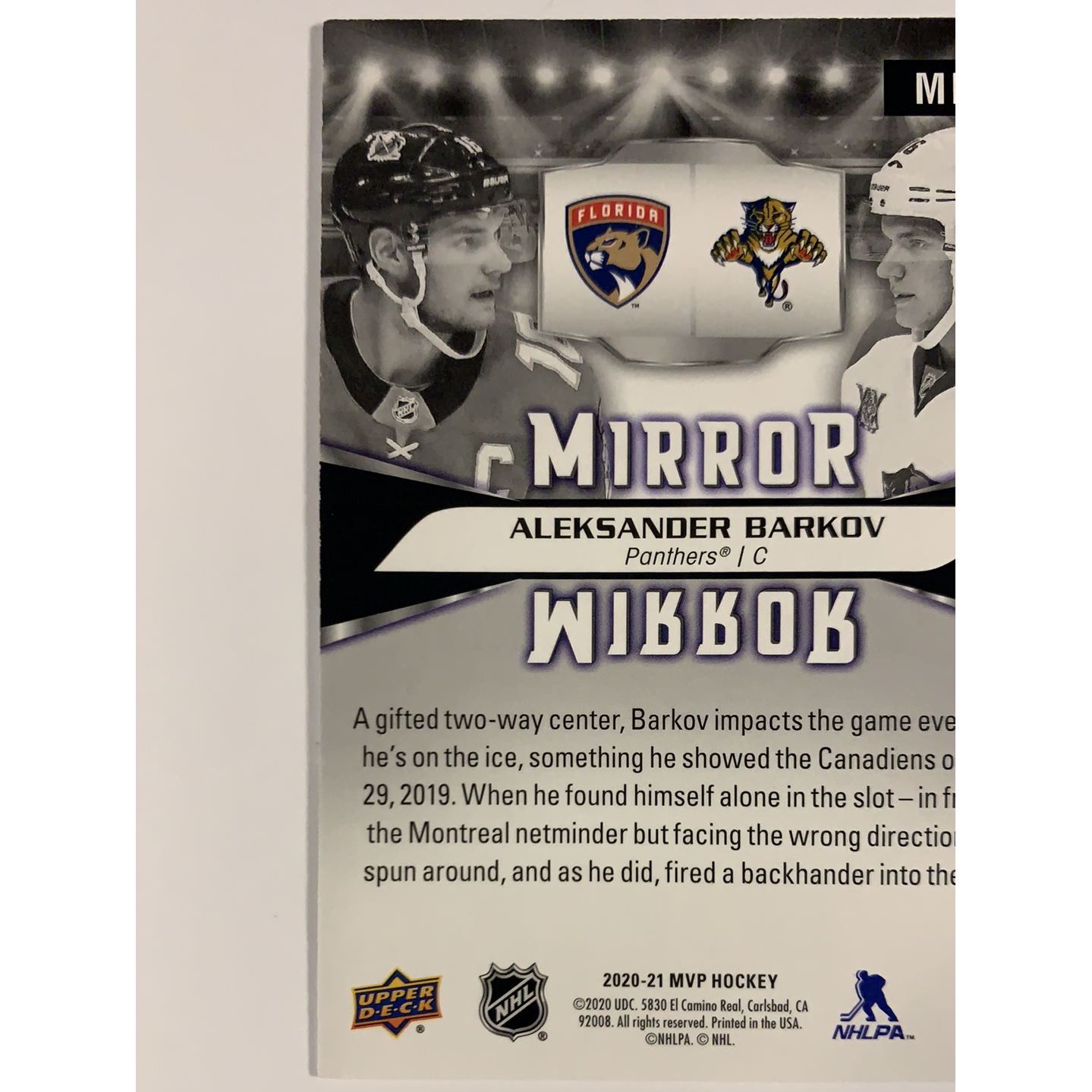  2020-21 MVP Aleksander Barkov Mirror Mirror Rare Picture Variant  Local Legends Cards & Collectibles