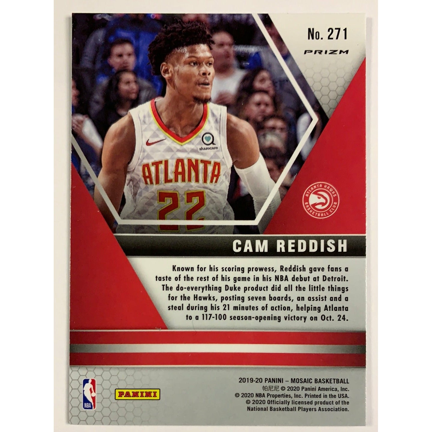 2019-20 Mosaic Cam Reddish Green Mosaic Prizm NBA Debut Rookie Card