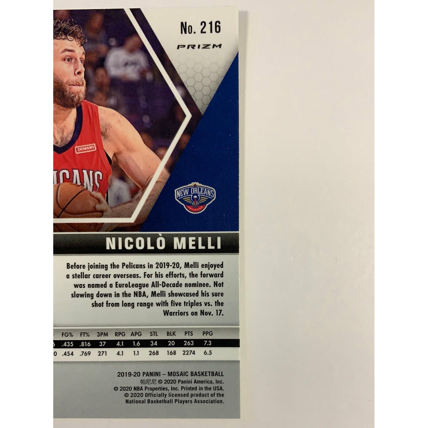 2019-20 Mosaic Nicolo Melli Green Mosaic Prizm RC