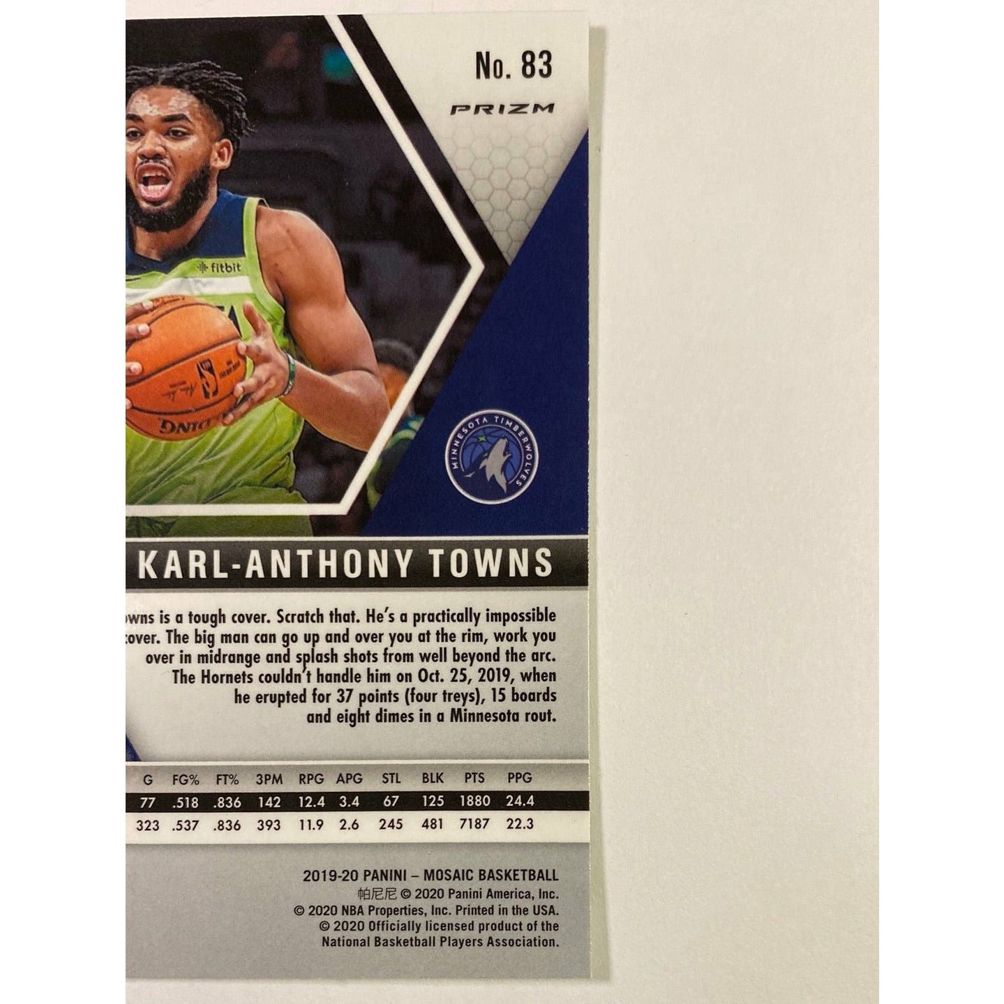  2019-20 Mosaic Karl-Anthony Towns Orange Reactive Prizm  Local Legends Cards & Collectibles