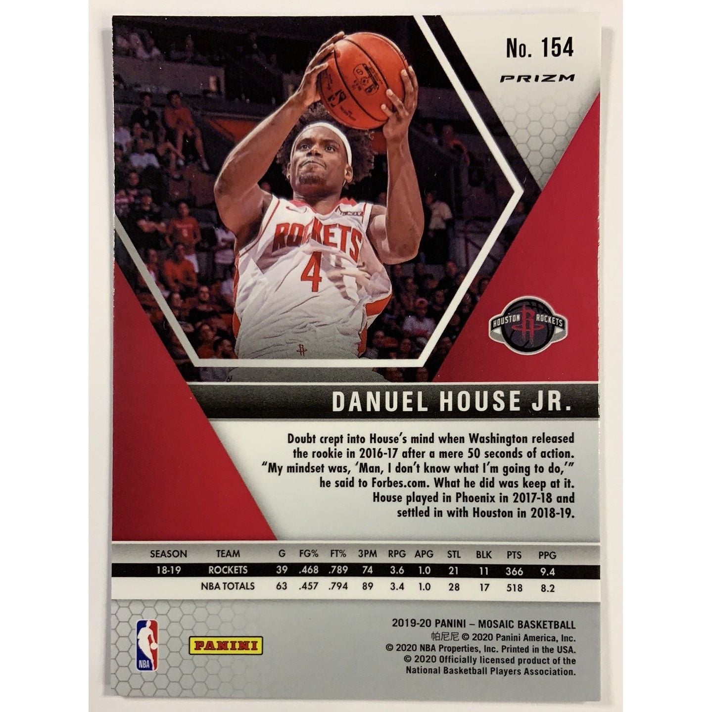  2019-20 Mosaic Danuel House Jr Blue Reactive Prizm  Local Legends Cards & Collectibles