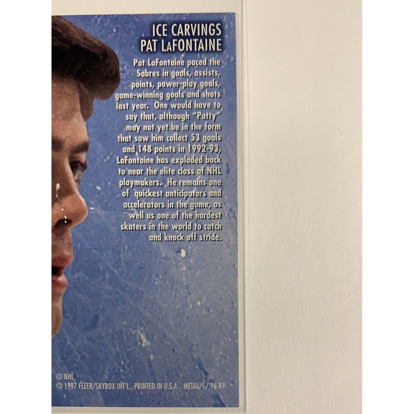  1996-97 Fleer Skybox Metal Universe Pat Lafontaine Ice Carvings  Local Legends Cards & Collectibles