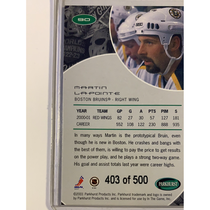  2001-02 Parkhurst Martin Lapointe Silver Foil /500  Local Legends Cards & Collectibles