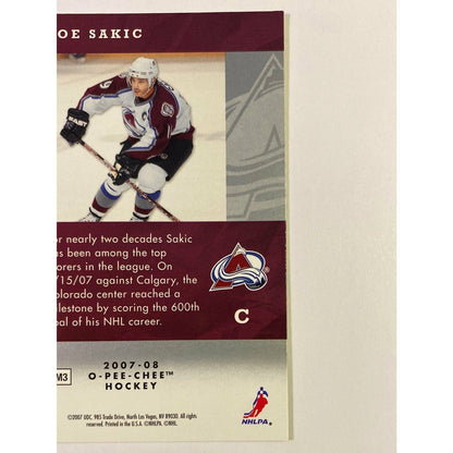 2007-08 O-Pee-Chee Joe Sakic Season Highlights