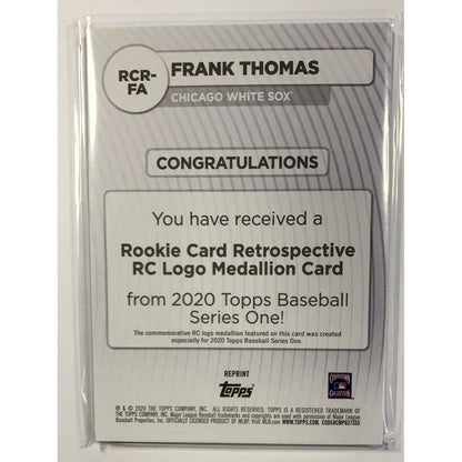  2020 Topps Series 1 Frank Thomas RC Logo Medallion Card  Local Legends Cards & Collectibles