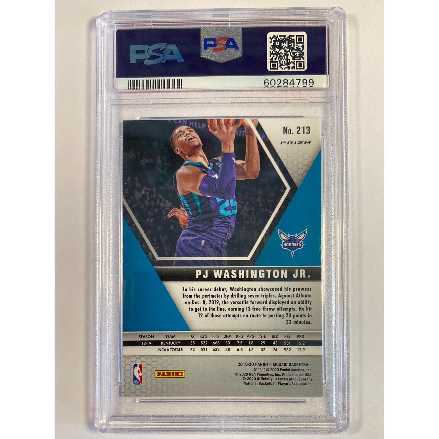 2019 Panini Mosaic PJ Washington JR. Jumping Fast Break Prizm #213 PSA MINT 9