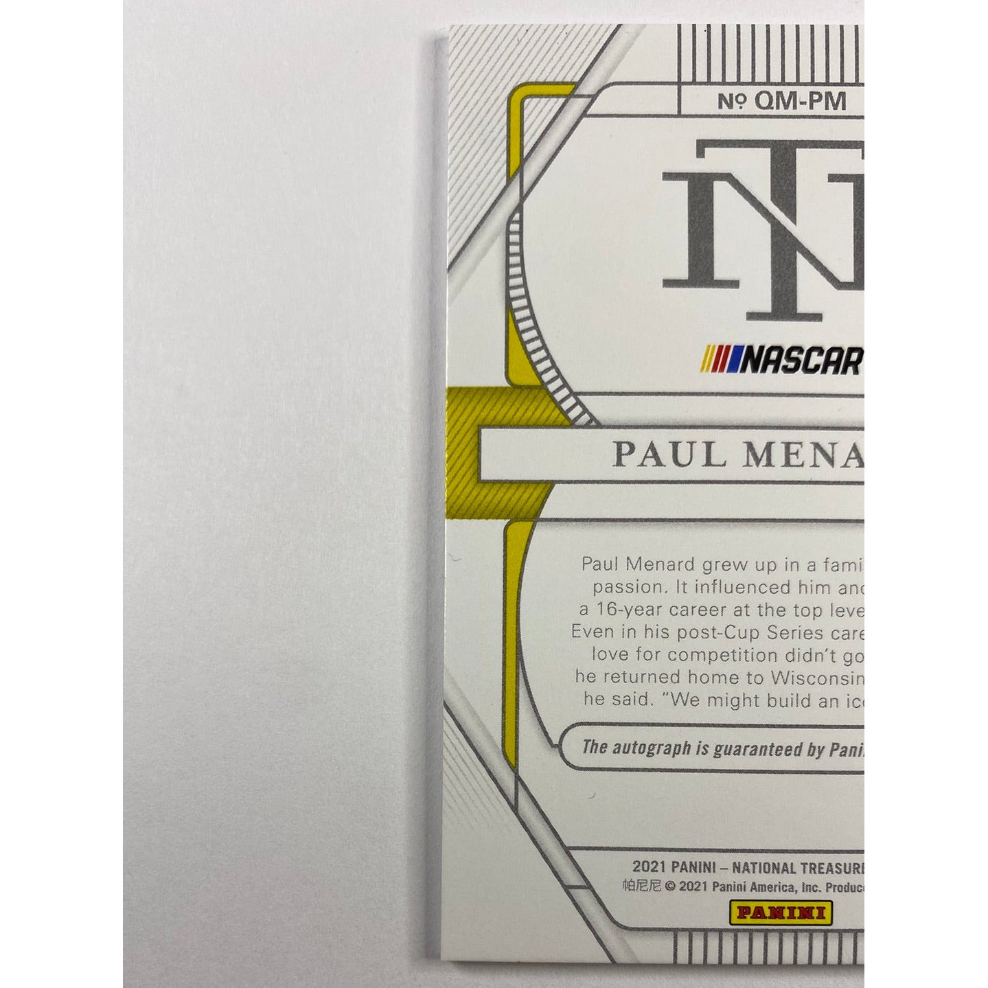 2021 National Treasures Paul Menard Qualifying Marks Auto /99 | Local Legends Cards & Collectibles