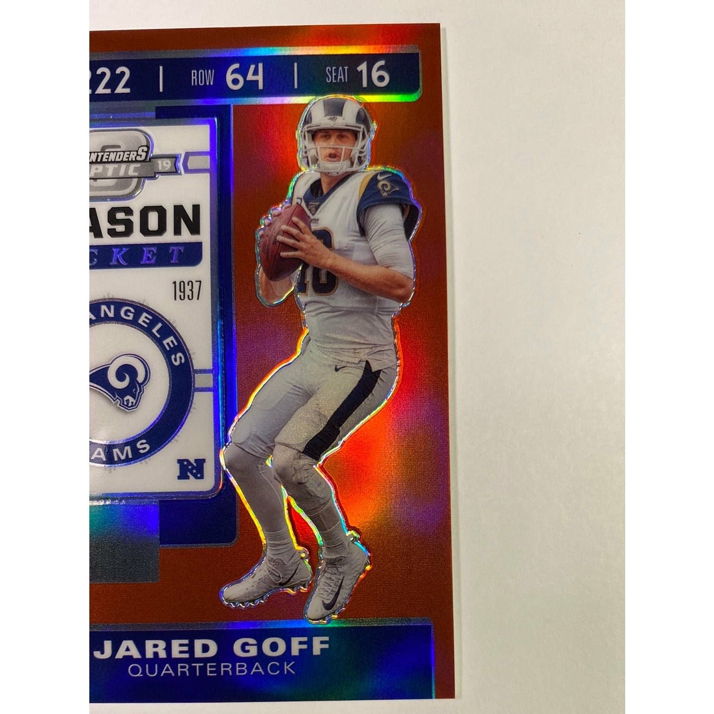 2019 Contenders Optic Jared Goff Red Prizm Season Ticket /199