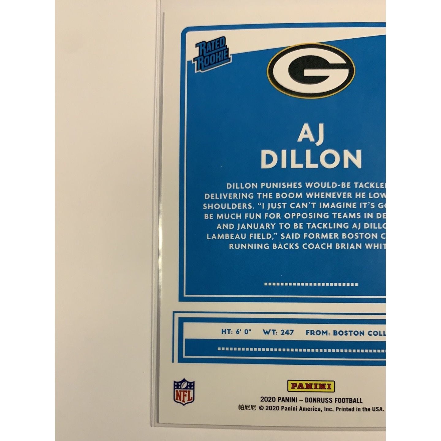  2020 Donruss Aj Dillon Rated Rookie  Local Legends Cards & Collectibles