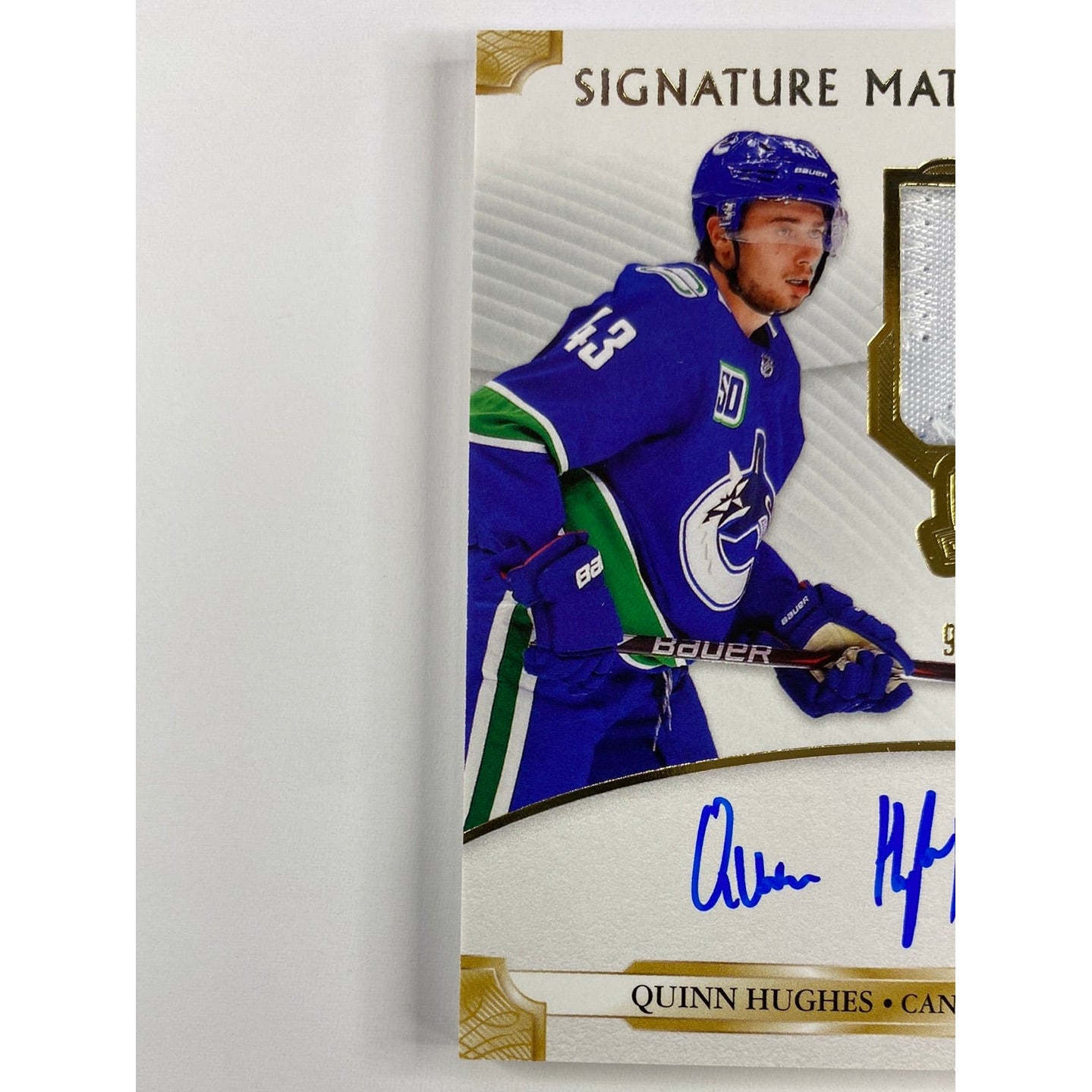 2019-20 The Cup Quinn Hughes Signature Materials Rookie Patch Auto /99