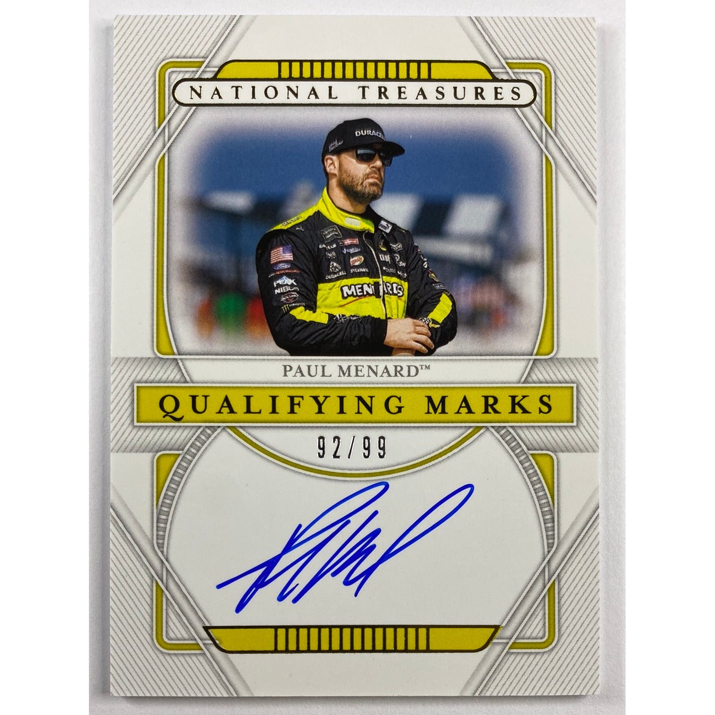2021 National Treasures Paul Menard Qualifying Marks Auto /99 | Local Legends Cards & Collectibles