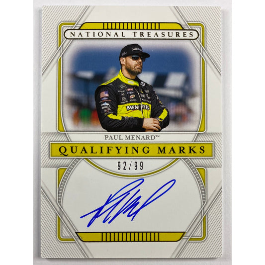 2021 National Treasures Paul Menard Qualifying Marks Auto /99