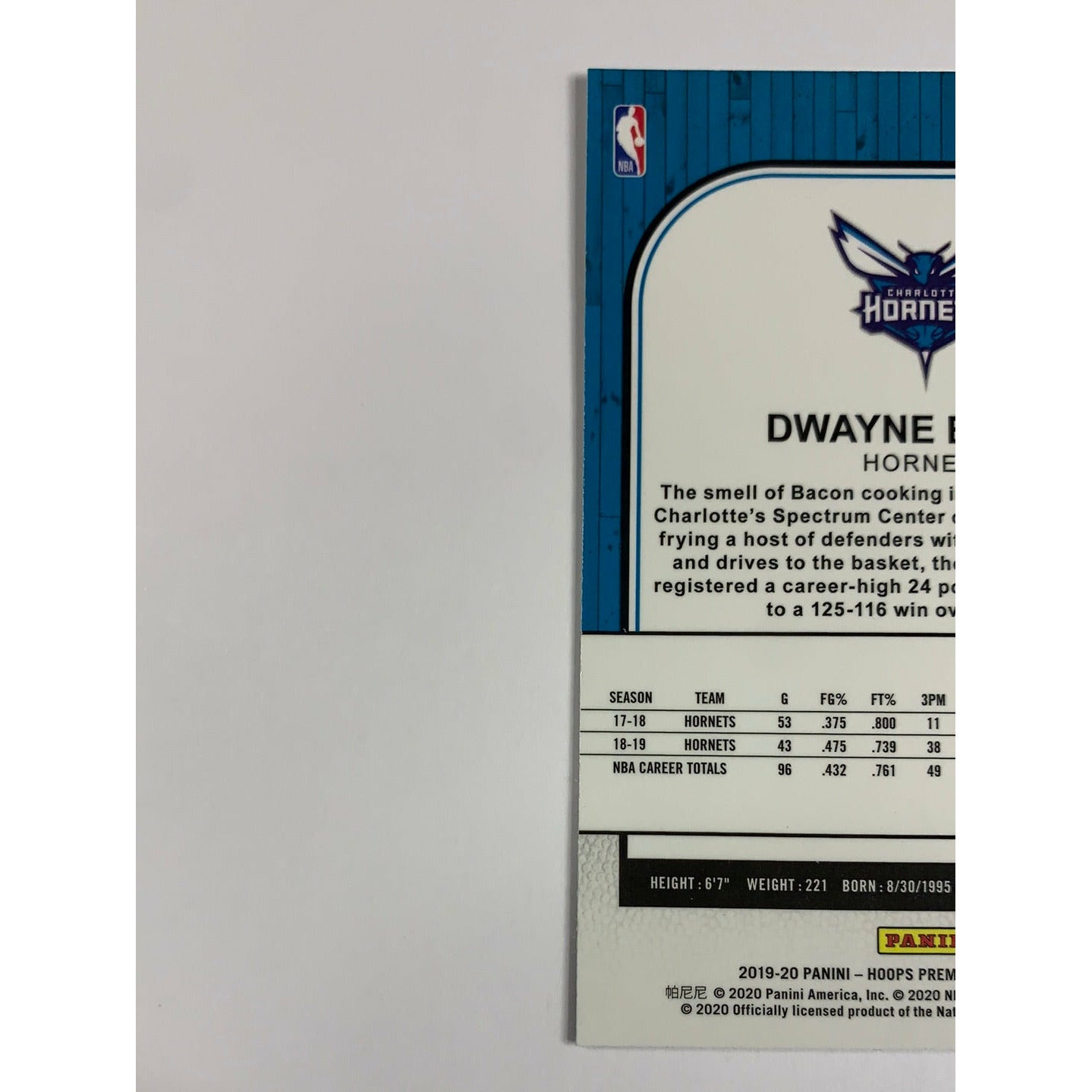 2019-20 Hoops Premium Stock Dwayne Bacon Silver Prizm