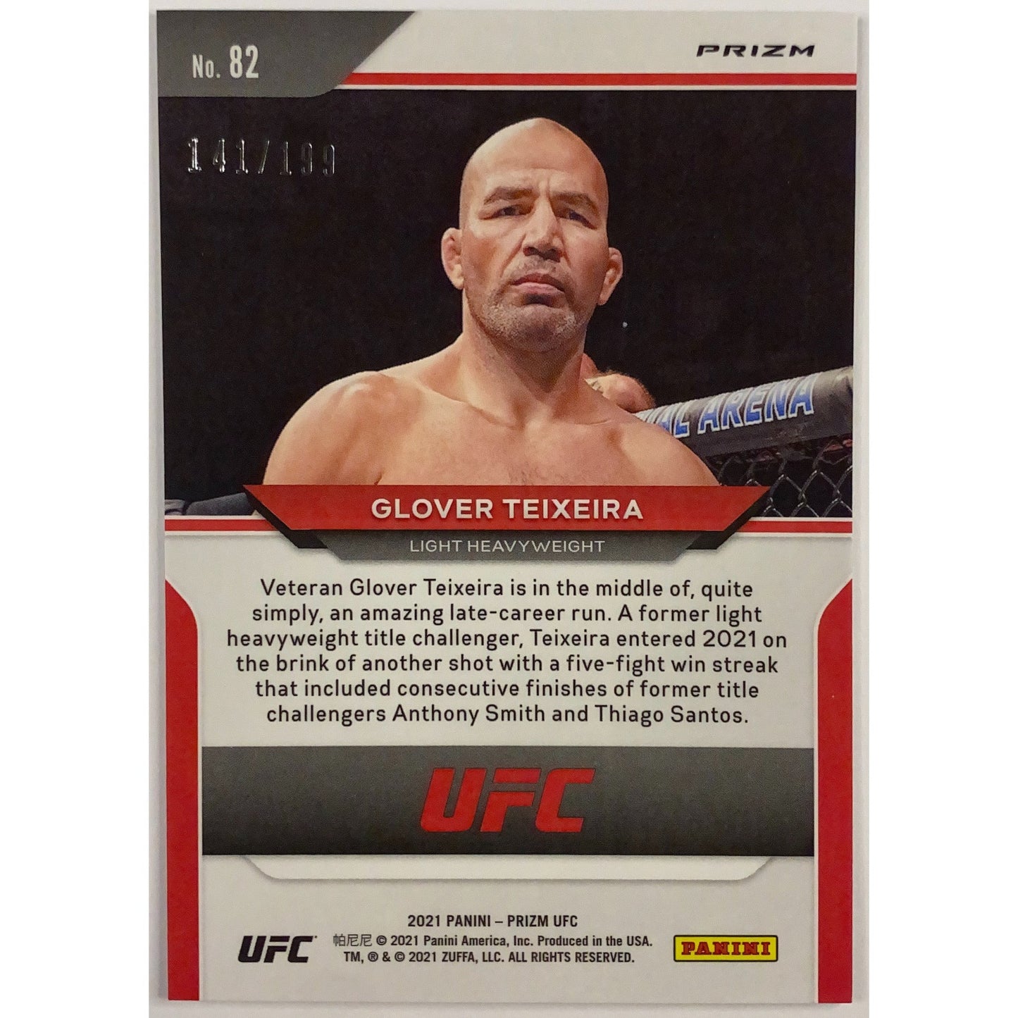 2022 Panini Prizm Glover Teixeira Blue Holo Prizm 141/199