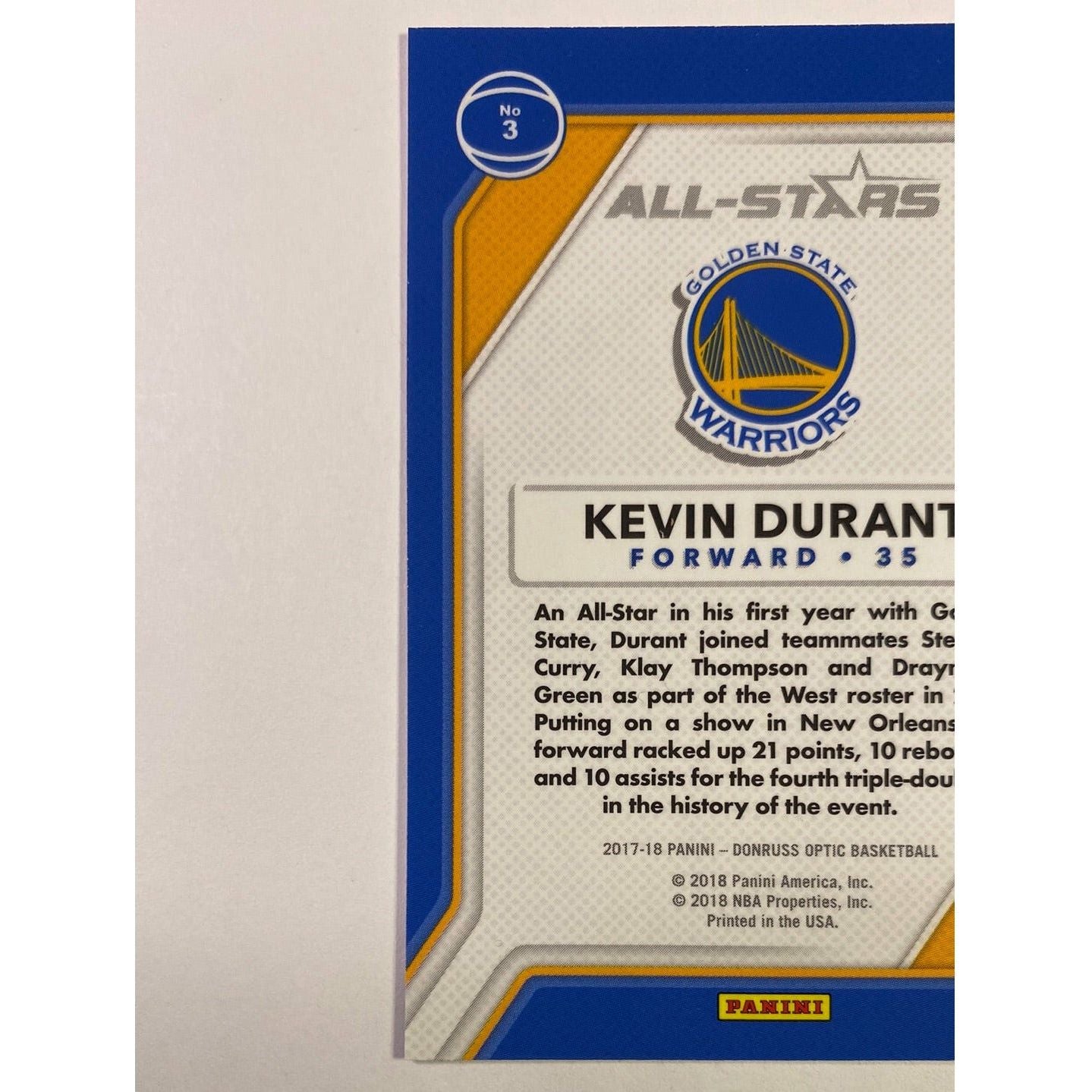  2017-18 Donruss Optic Kevin Durant All Stars  Local Legends Cards & Collectibles